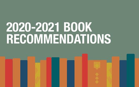 Colorful book spines and the title 2020-2021 Book Recommendations